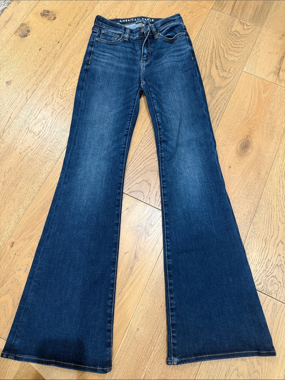 American Eagle Next Level Stretch Dark Wash Flare Jeans — Size 000 Regular